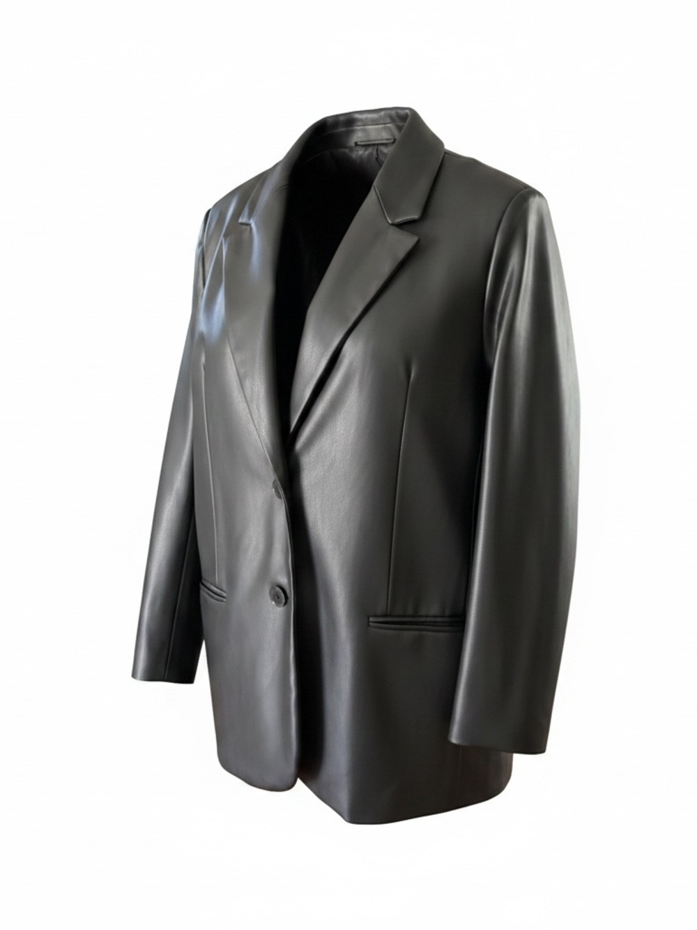 Zara Black Faux Leather Blazer